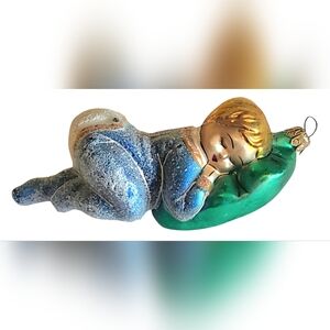 CHRISTOPHER RADKO OFF TO DREAMLAND Blown Glass Ornament Baby Boy Sleeping 983600
